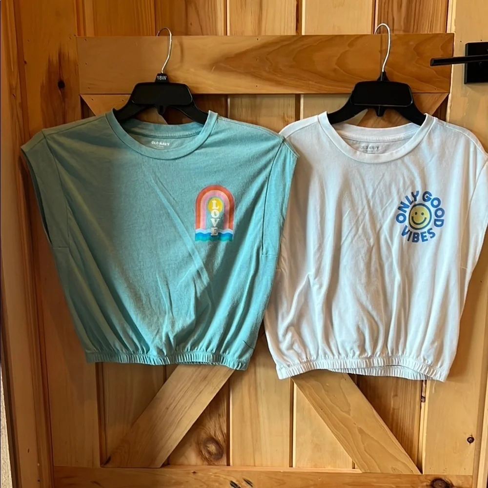 Old Navy Kids Tees - Aqua and White